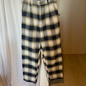 Plaid straight leg pants